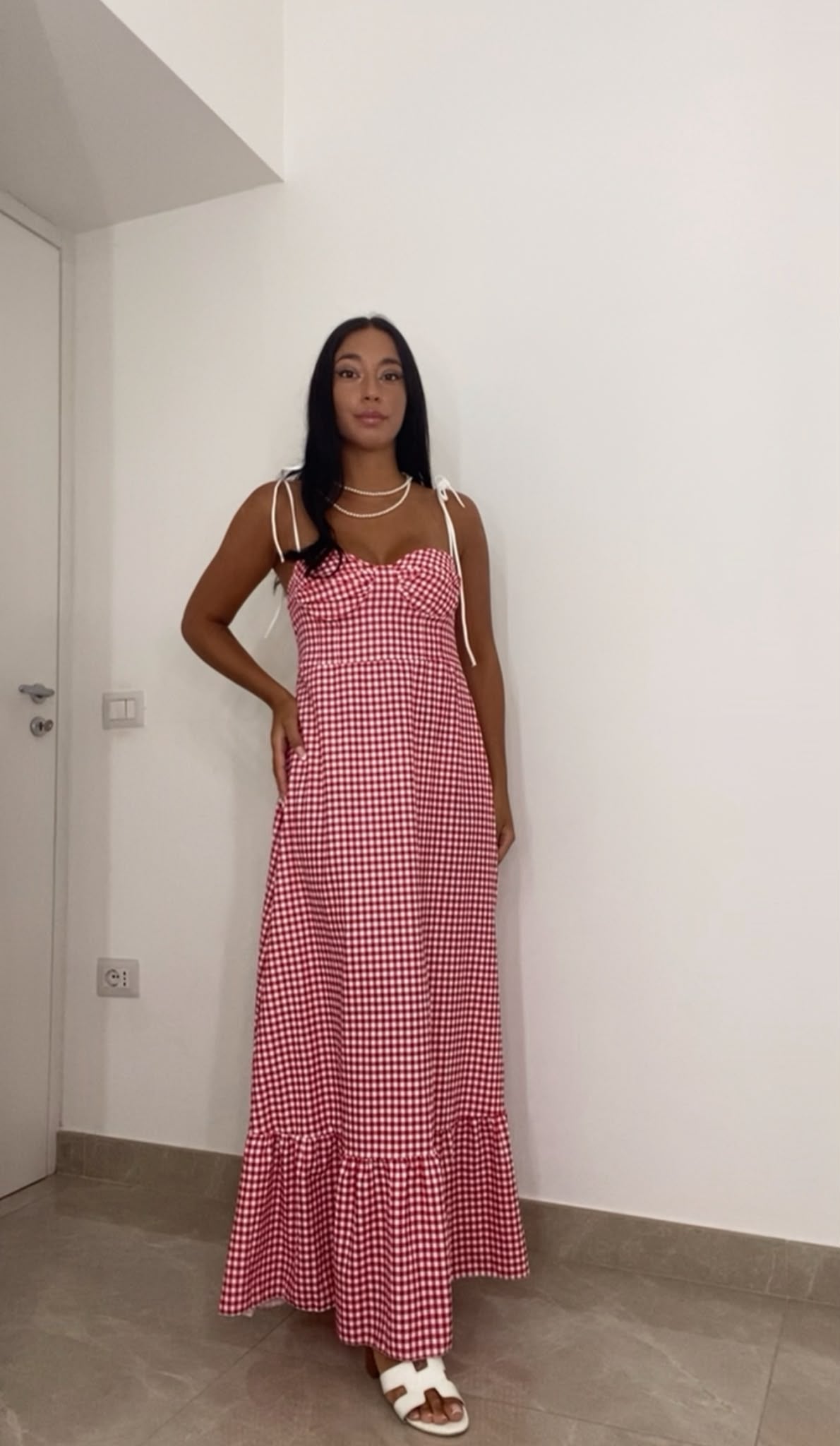 ABITO QUADRETTI (33958rosso )