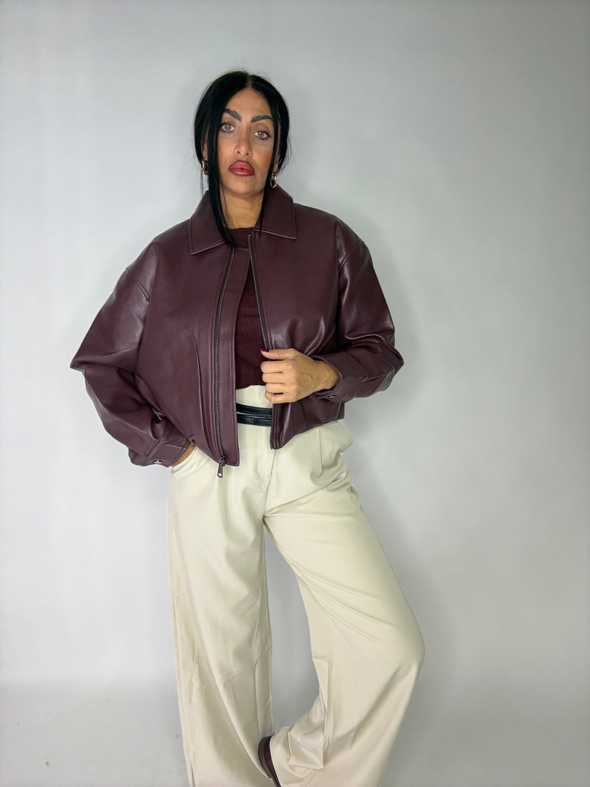 GIUBBOTTO CROPPED BURGUNDY (9943)