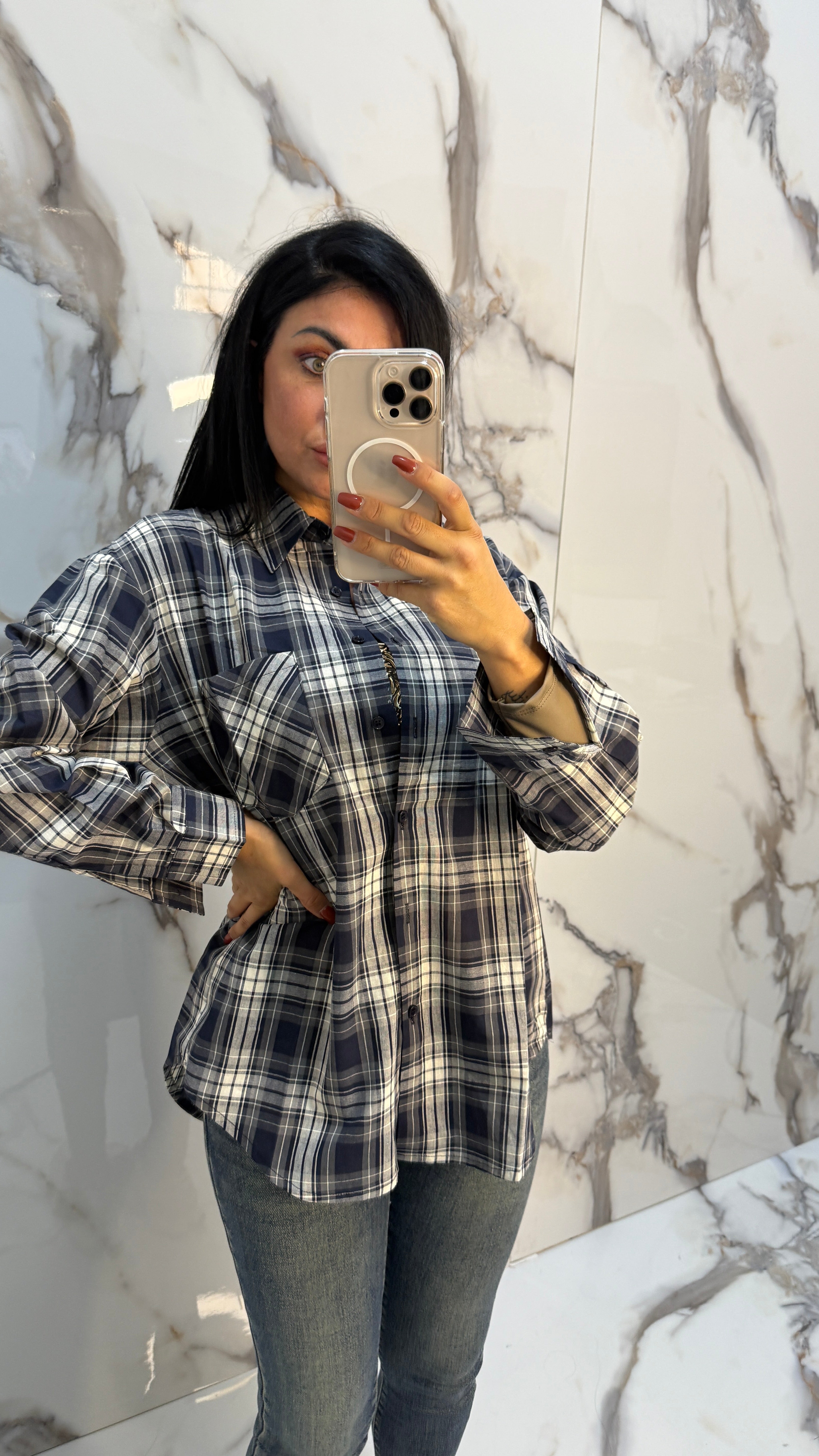CAMICIA COUNTRY(3443blu)