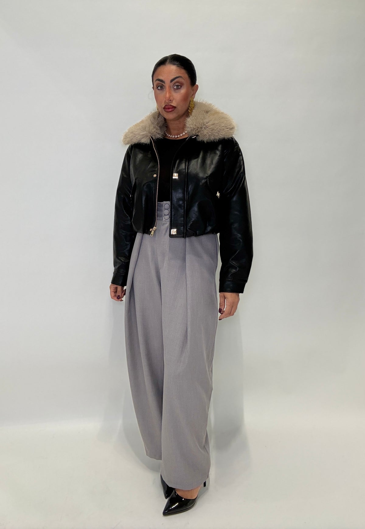 BOMBER CROPPED BLACK(Yd6617nero)