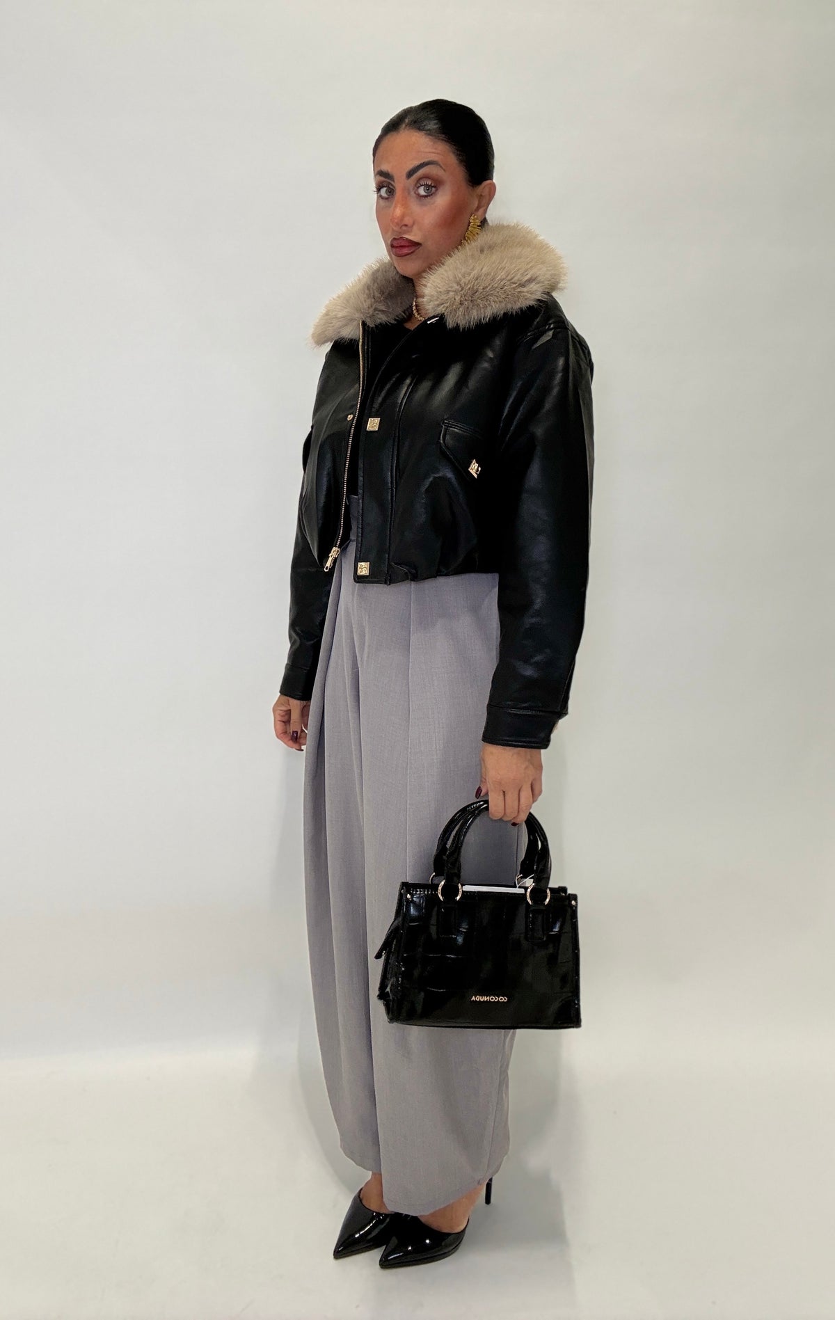 BOMBER CROPPED BLACK(Yd6617nero)
