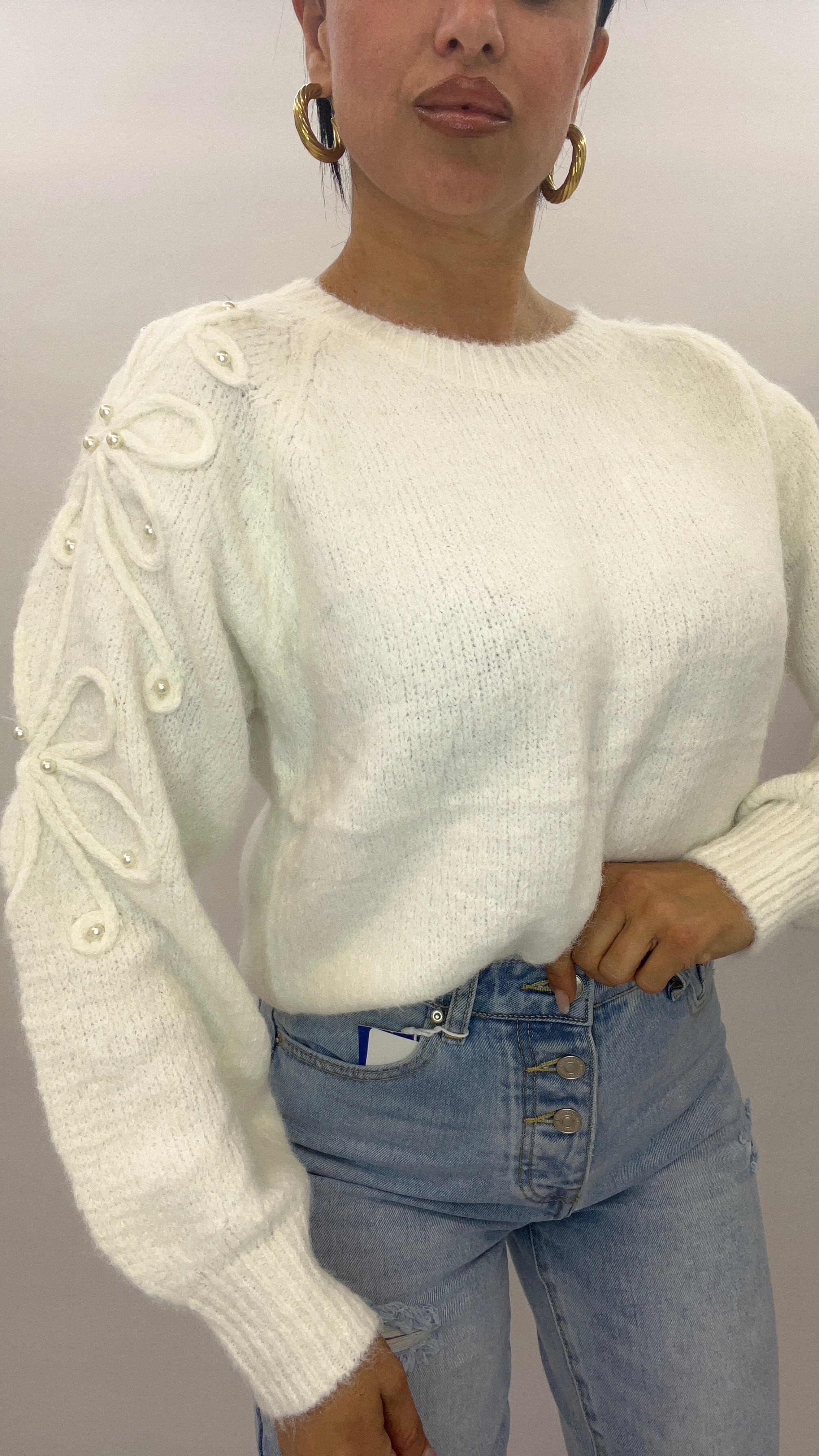 PULLOVER FLOWERS PEARLS (jp-7015)