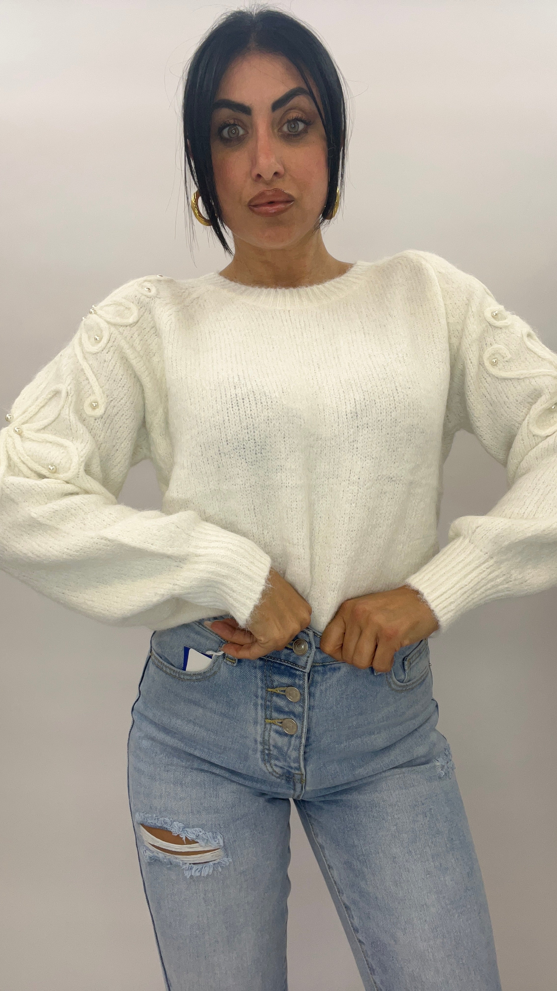 PULLOVER FLOWERS PEARLS (jp-7015)