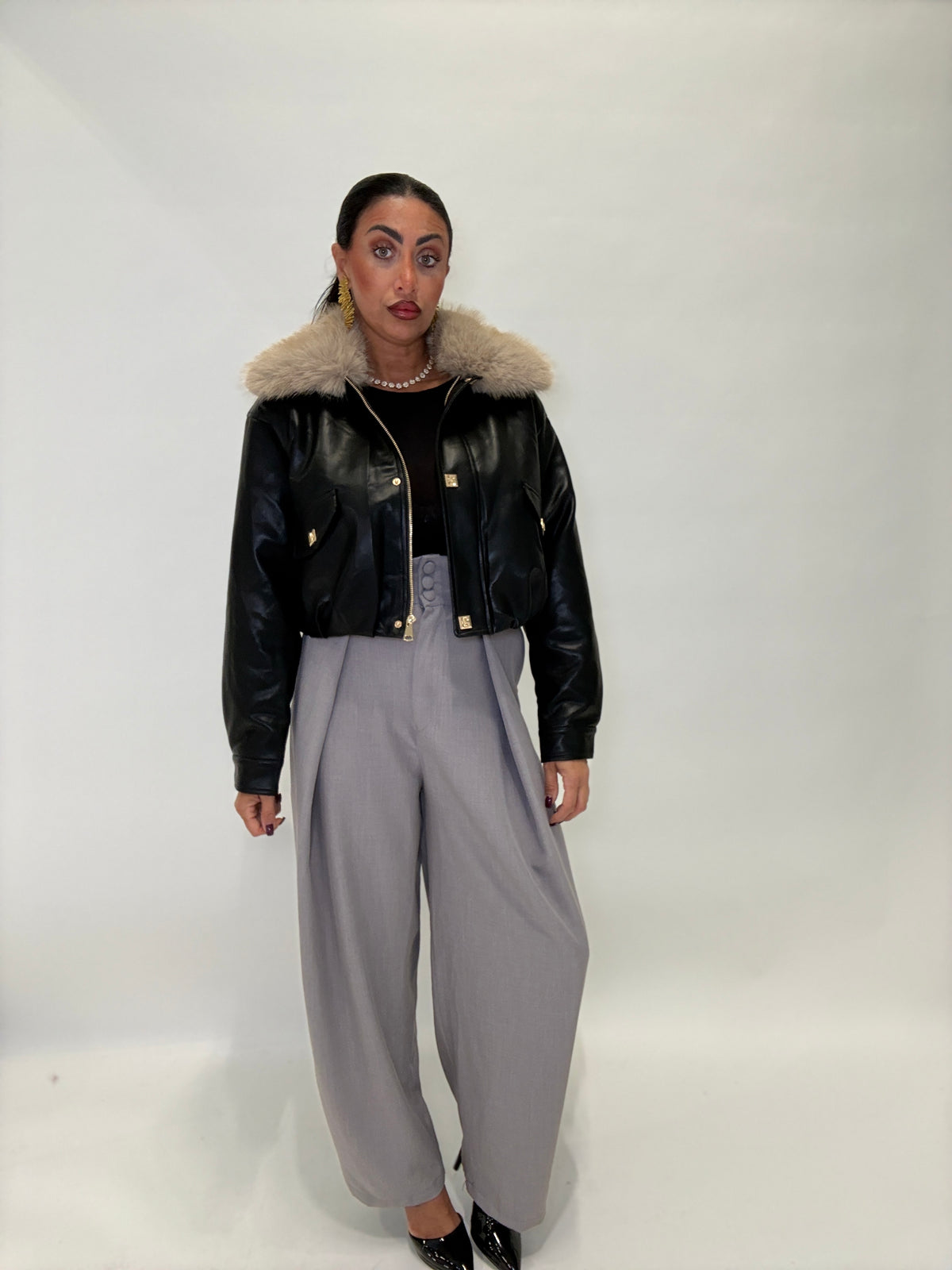 BOMBER CROPPED BLACK(Yd6617nero)