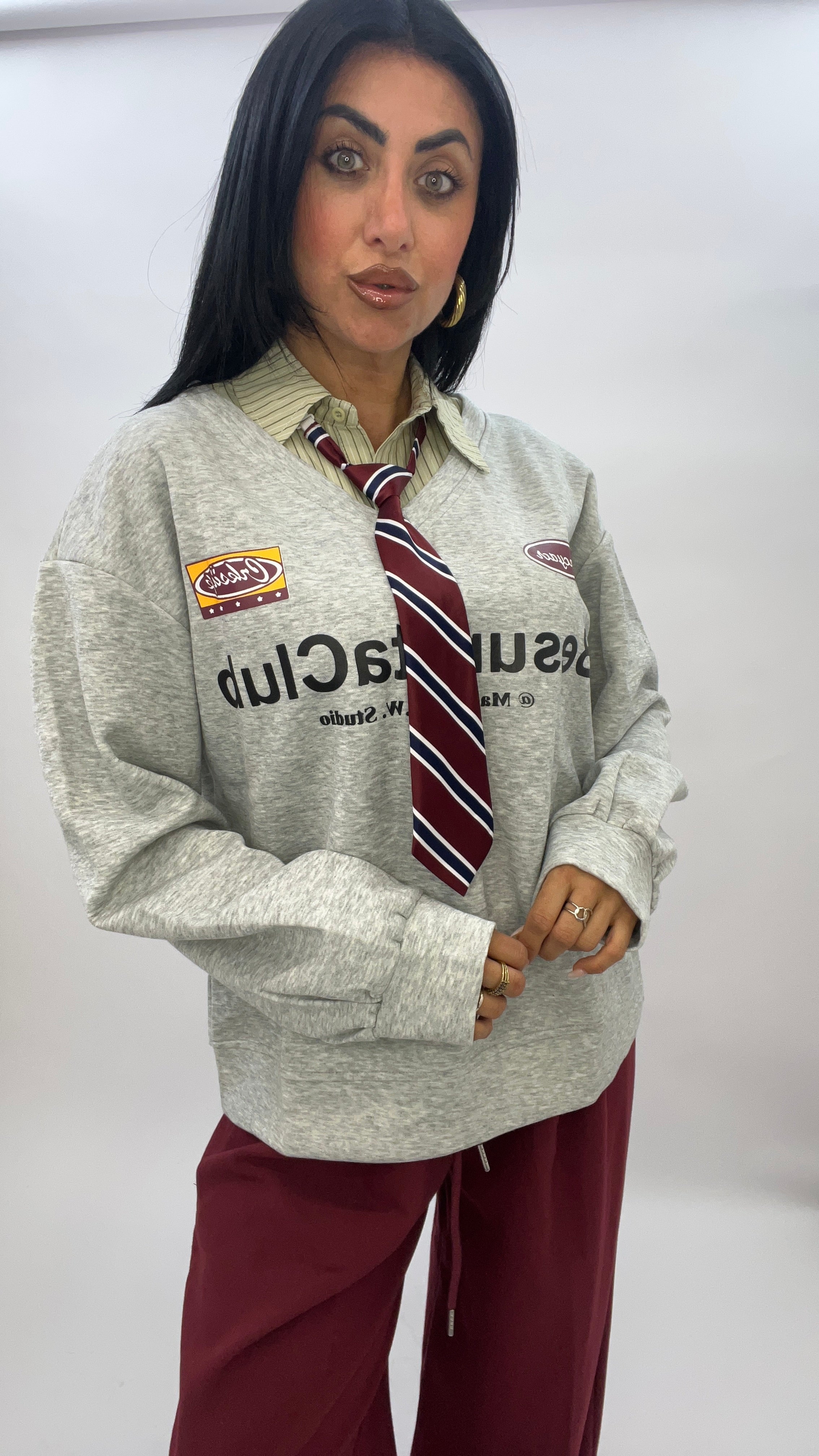 FELPA COLLEGE CON CAMICIA (9321)neg