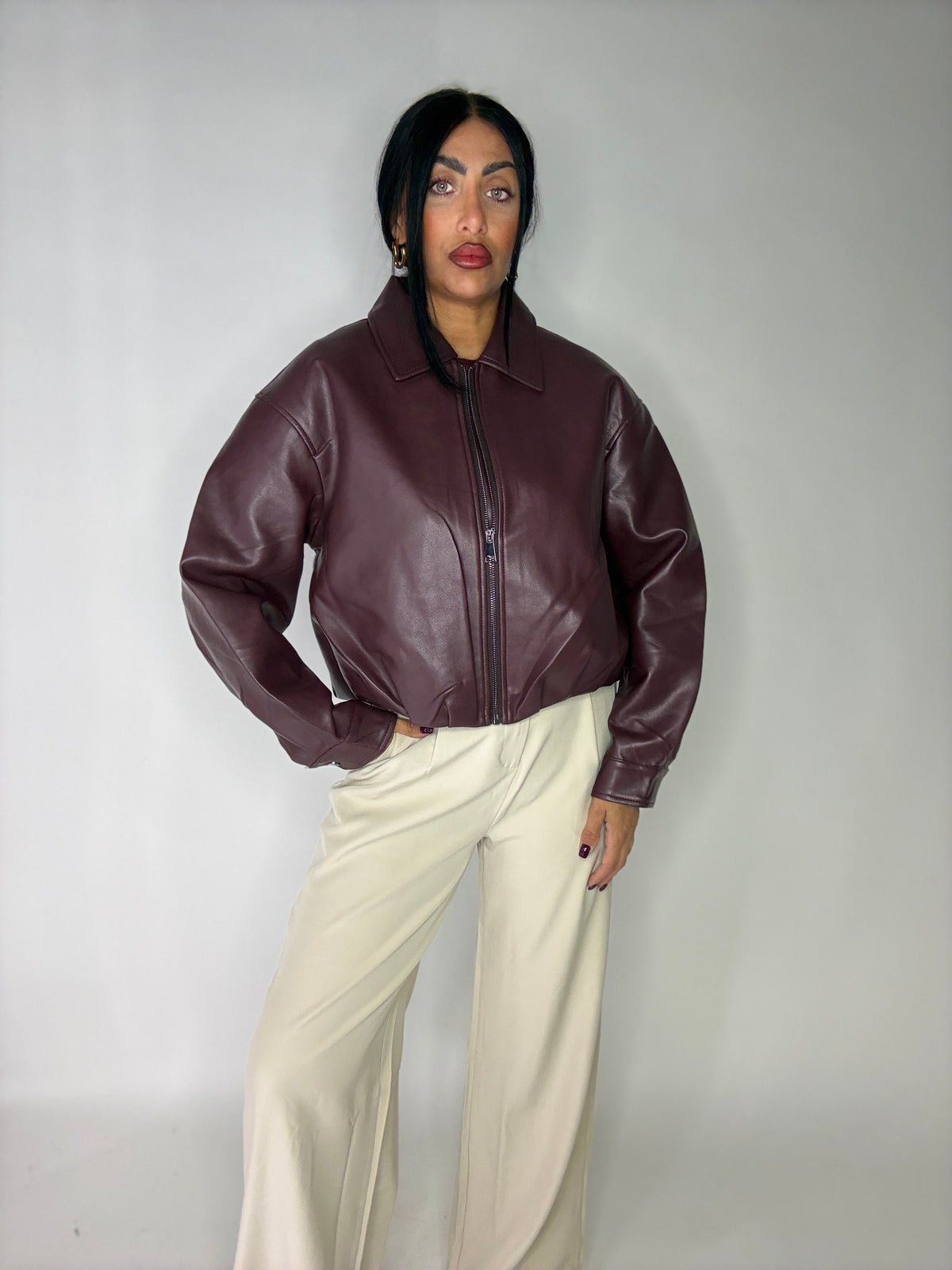 GIUBBOTTO CROPPED BURGUNDY (9943)